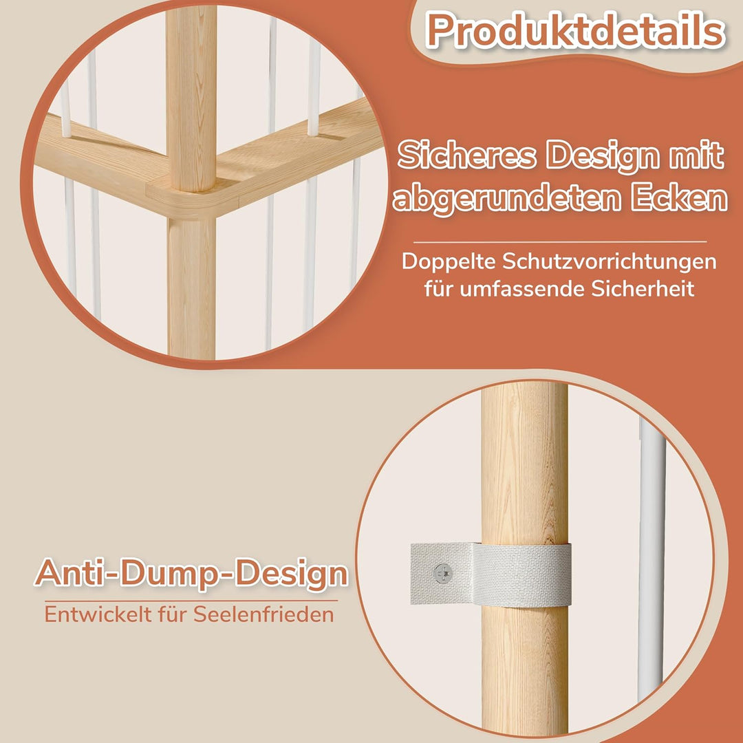 AMBIRD Kuscheltier Aufbewahrung Kinderzimmer, 140 * 40 * 40 cm Holz Kinder Spielzeug Regal für Kusch