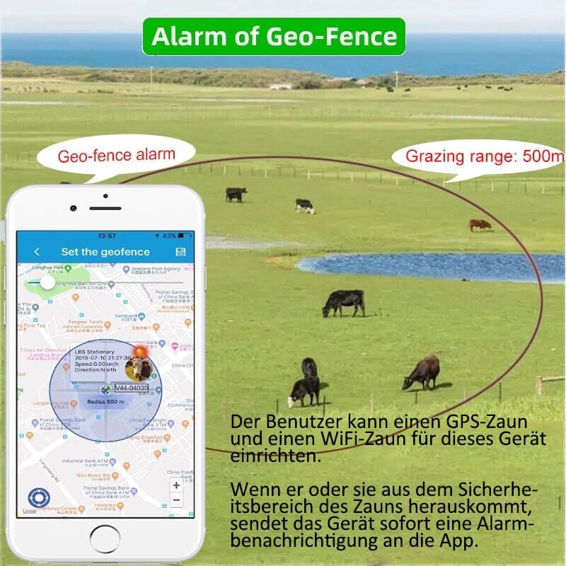 4G GPS Tracker Tier mit Halsband, 3000mAh Wasserdicht Rinder Schaf GPS-Tracker Weiden Anti Verloren