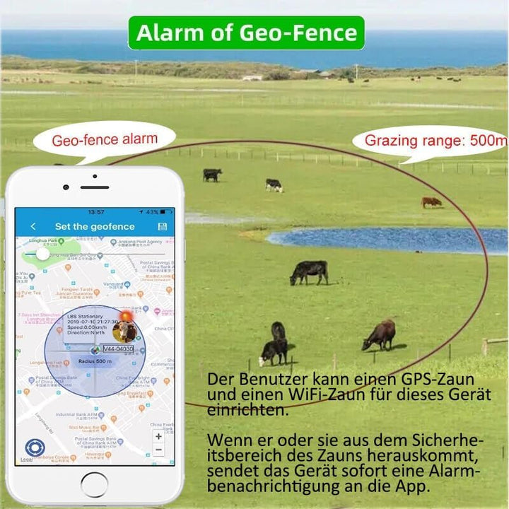 4G GPS Tracker Tier mit Halsband, 3000mAh Wasserdicht Rinder Schaf GPS-Tracker Weiden Anti Verloren