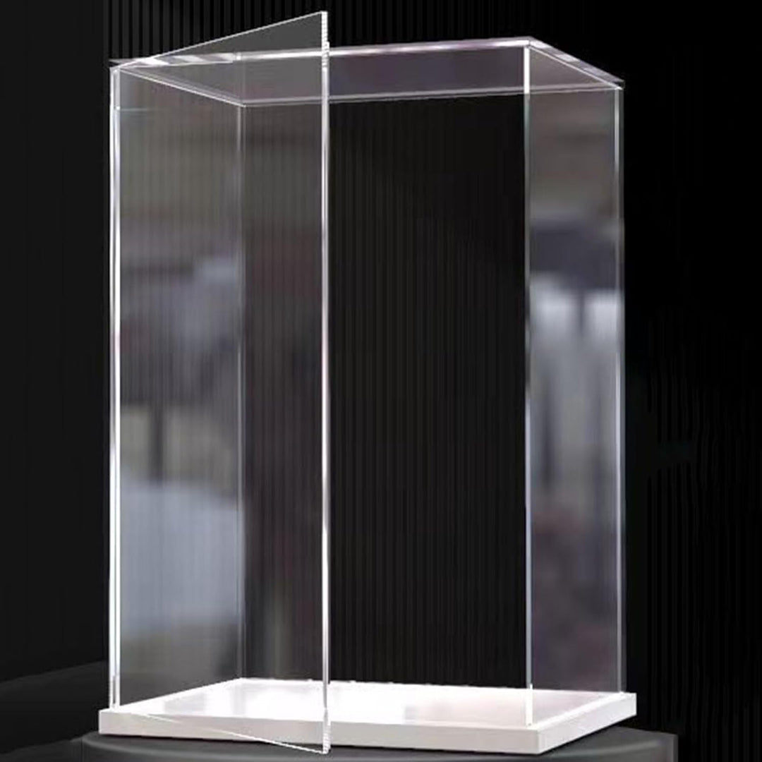 Öffne klare Acryl-Vitrine-Assemble Countertop Box mit weisser Basis, Staubschutz für Action Figuren