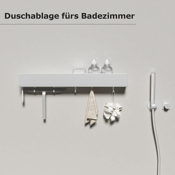 REKITA Duschablage ohne Bohren, Badezimmer Organizer 60 cm, Duschablage Edelstahl mit 5 Abnehmbaren