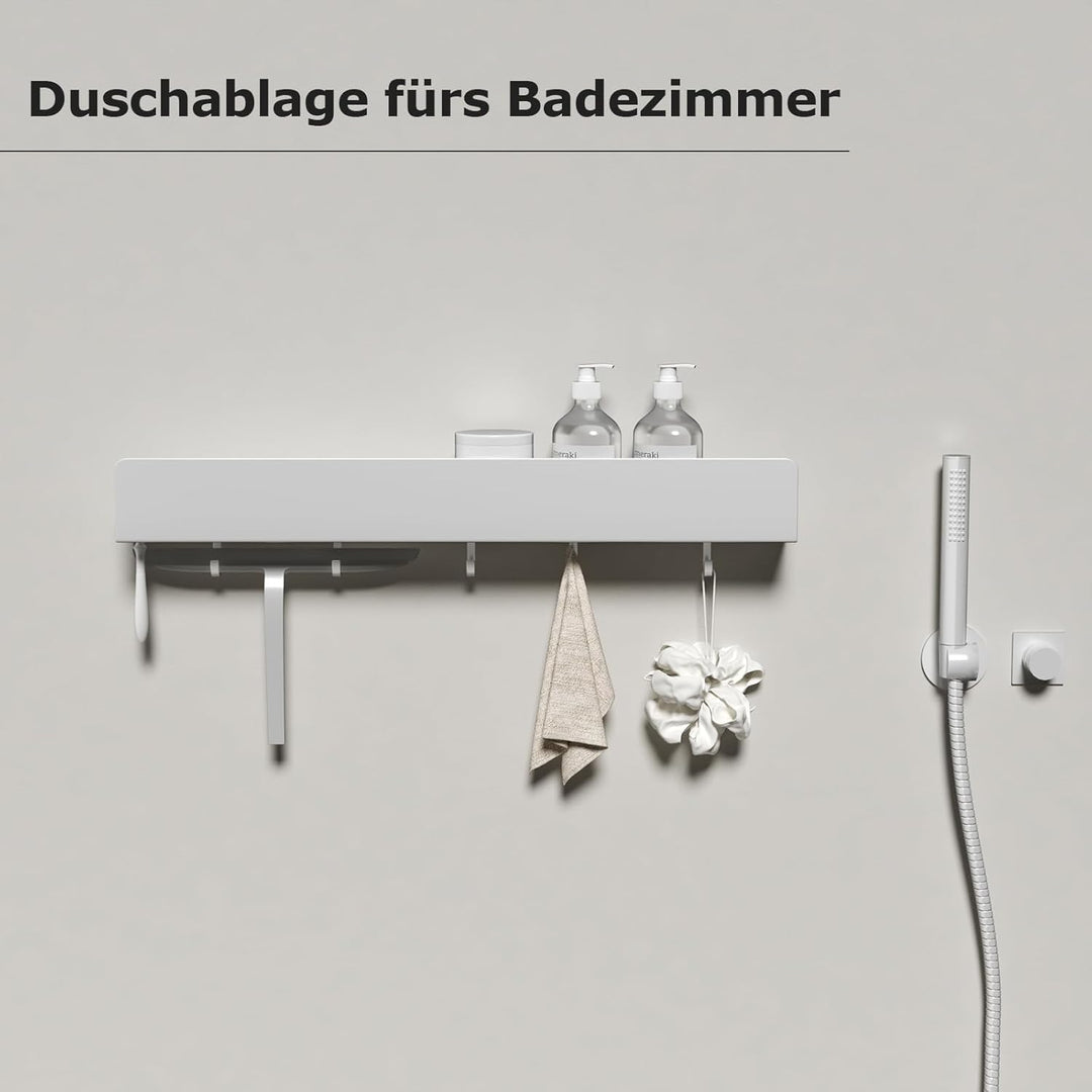 REKITA Duschablage ohne Bohren, Badezimmer Organizer 50 cm, Duschablage Edelstahl mit 5 Abnehmbaren