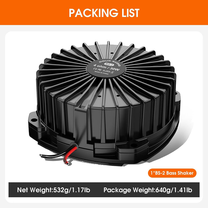 Douk Audio BS-2 Bass Shaker: 30 W Taktiler Wandler – Subwoofer-Tieftöner für Heimkino, Car-Audio und