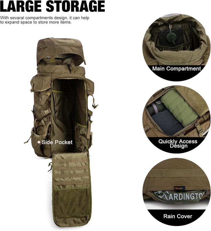 Mardingtop 70L Militär Rucksack Trekkingrucksack mit Regenschutz Wanderrucksack im Freien Grosse Kap