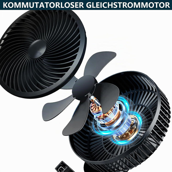 XIIW Grow Ventilator Oszillierend mit Clip, EC-Motor, 10 Stufen, 300 cm Kabel, 15 cm Durchmesser, 54
