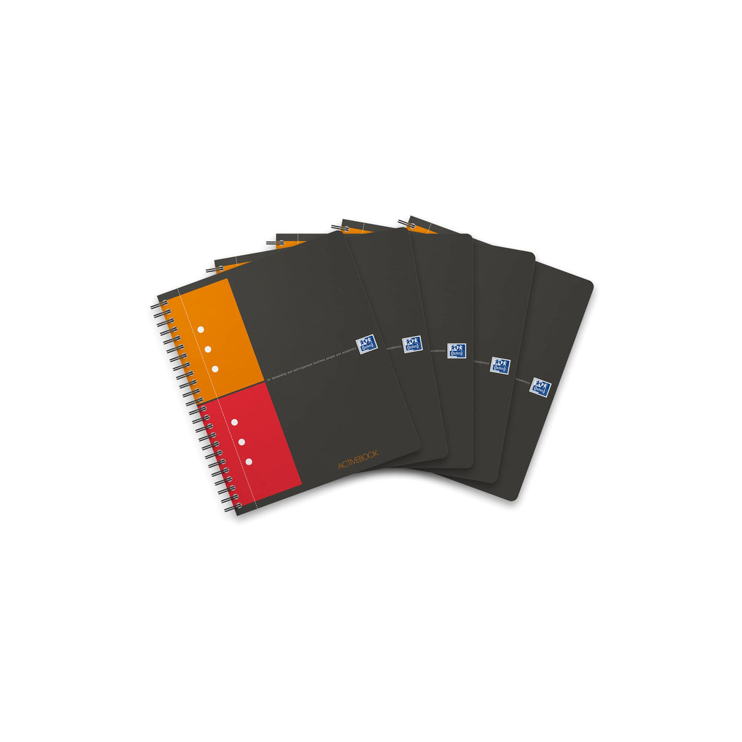 Oxford Activebook Interantional A5, kariert, 160 Seiten, versetzbares Register, Dokumententasche, 5