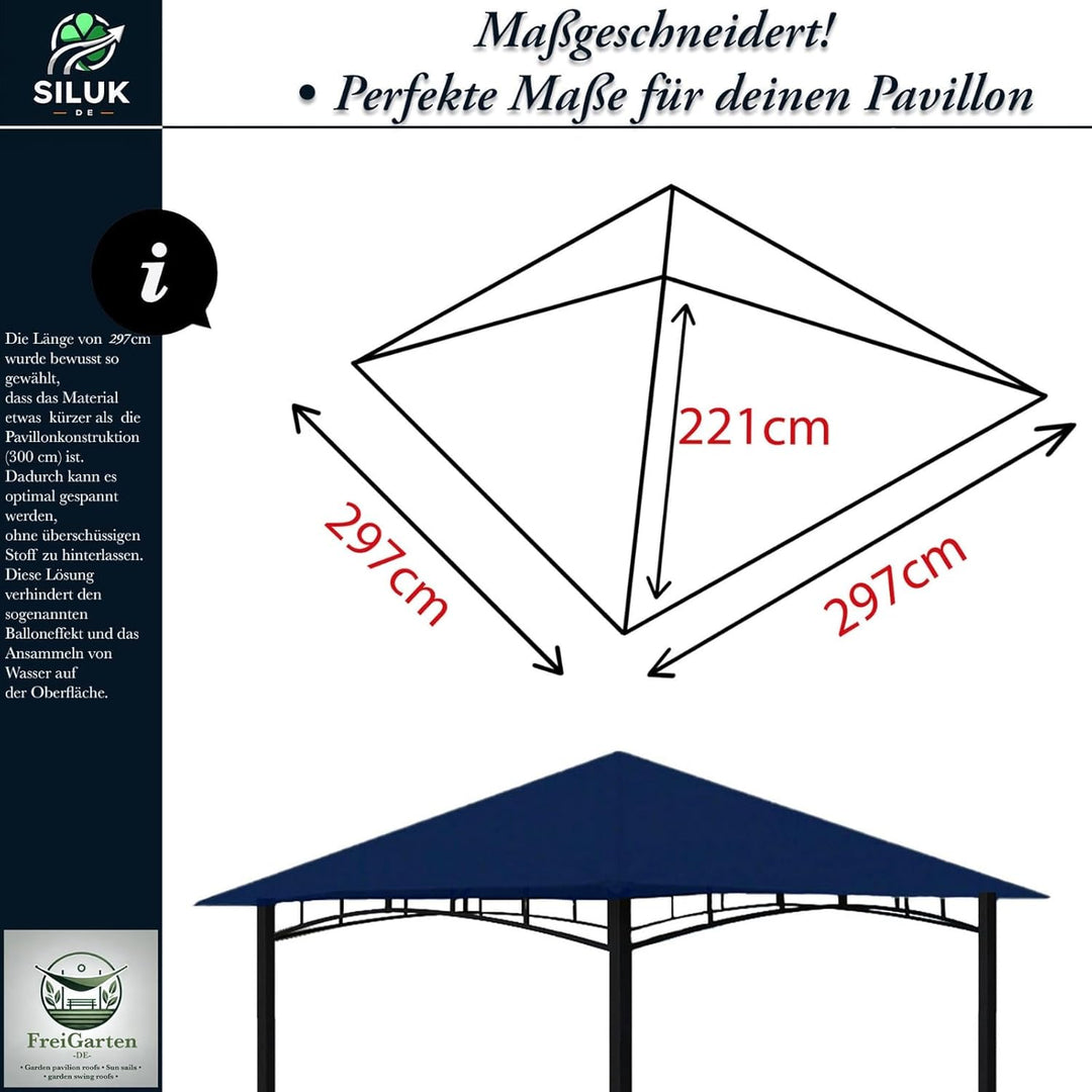 freigarten.de Ersatzdach für Pavillon 3x3 Meter Sand Antik Pavillon Wasserdicht Material: Panama PCV