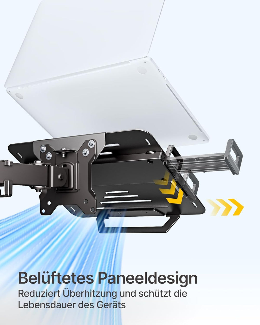 monTEK Verstellbare Laptop Ablage für Monitorarm, universeller 75x75/100x100 VESA Laptop Halterung v