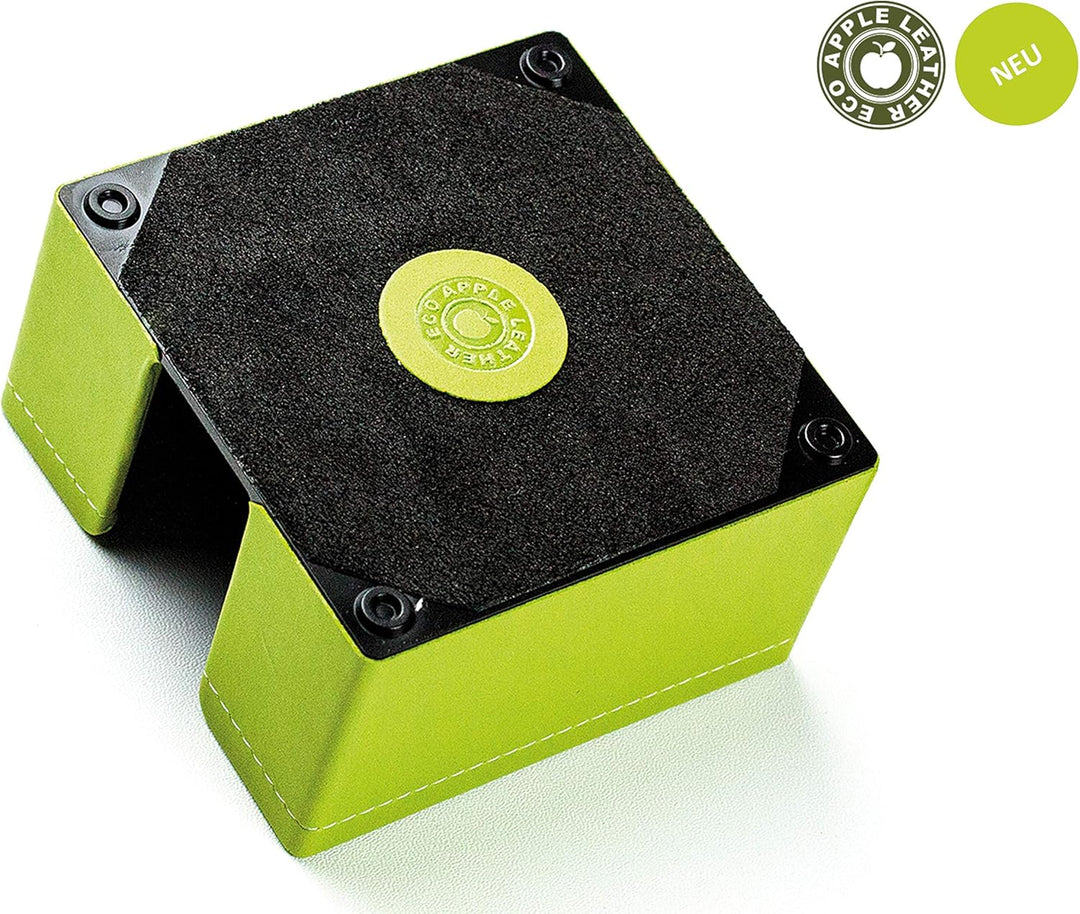 DELMON VARONE - Zettelkasten aus „EcoAppleLeather“ Grün, Zettelbox aus Recycled Öko Apfel Leder inkl