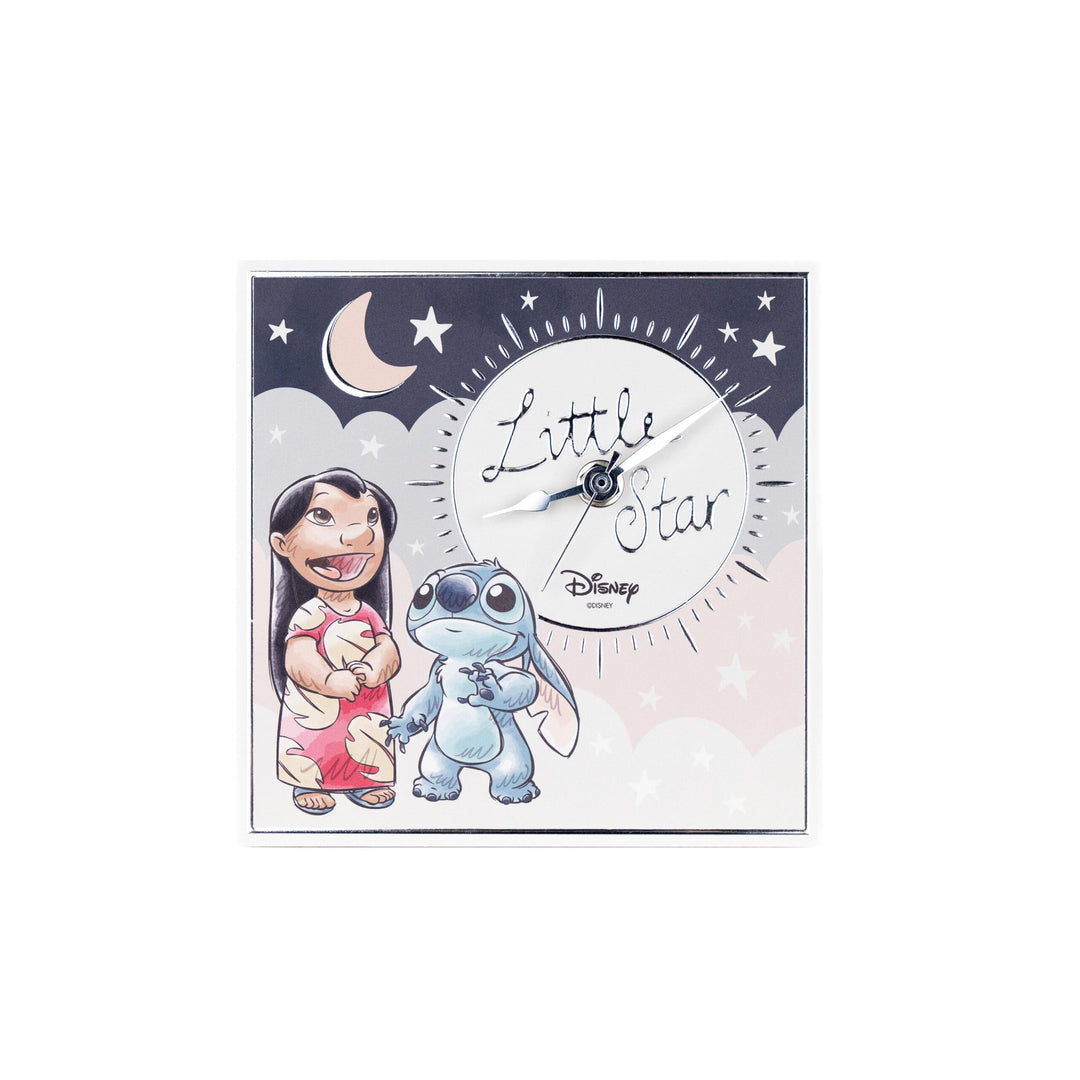 VALENTI & CO. - Disney Lilo und Stitch - Tisch- oder Hängeuhr aus Holz mit silbernen Details - Gesch