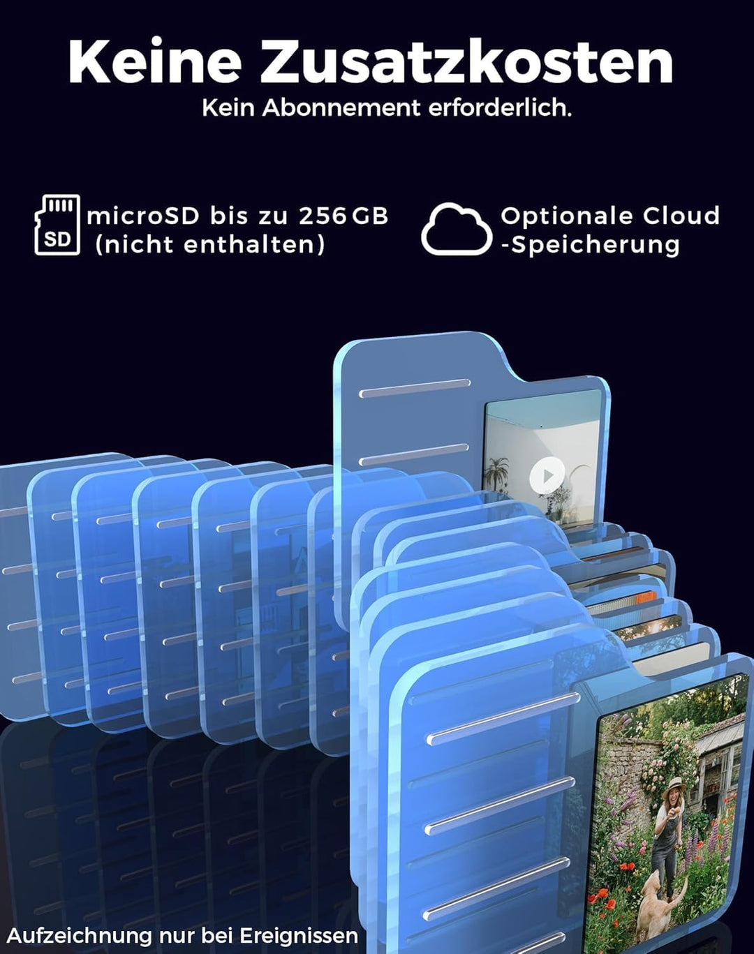 VIRTAVO 2K 3MP Überwachungskamera Aussen Solar, Kamera Aussen Akku, Starlight Farb‑Nachtsicht, 2.4GH