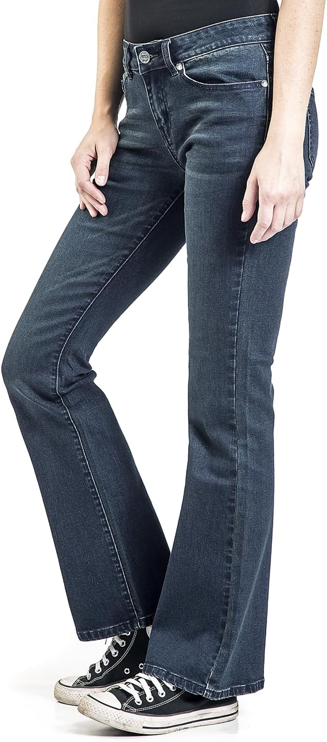Black Premium by EMP Damen dunkelblaue Jeans mit Schlag W27L30