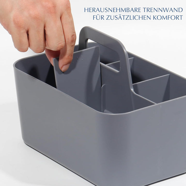 SYLANDO Korb Organizer mit Griff, 24x15x11 cm, Kunststoffkorb, Reinigungskorb, Bastelkorb, Schreibti