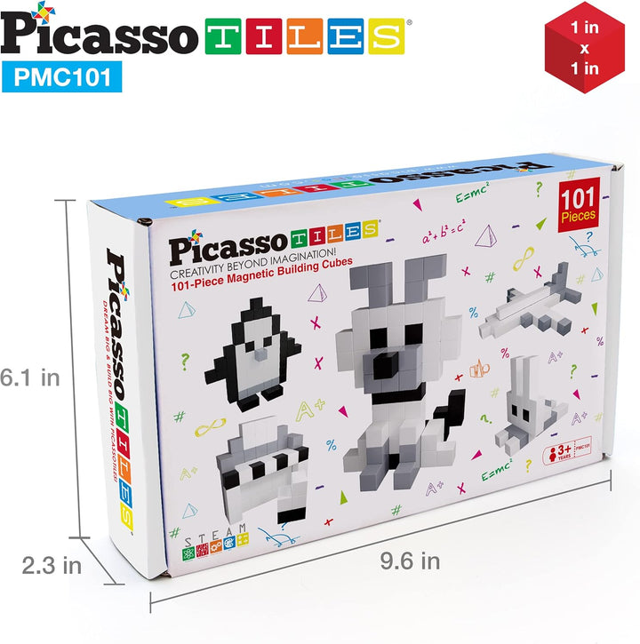 Picasso Cubes 1” Magnetic Puzzle Cube 101 pcs Black and White Magnet Construction Building Block Set