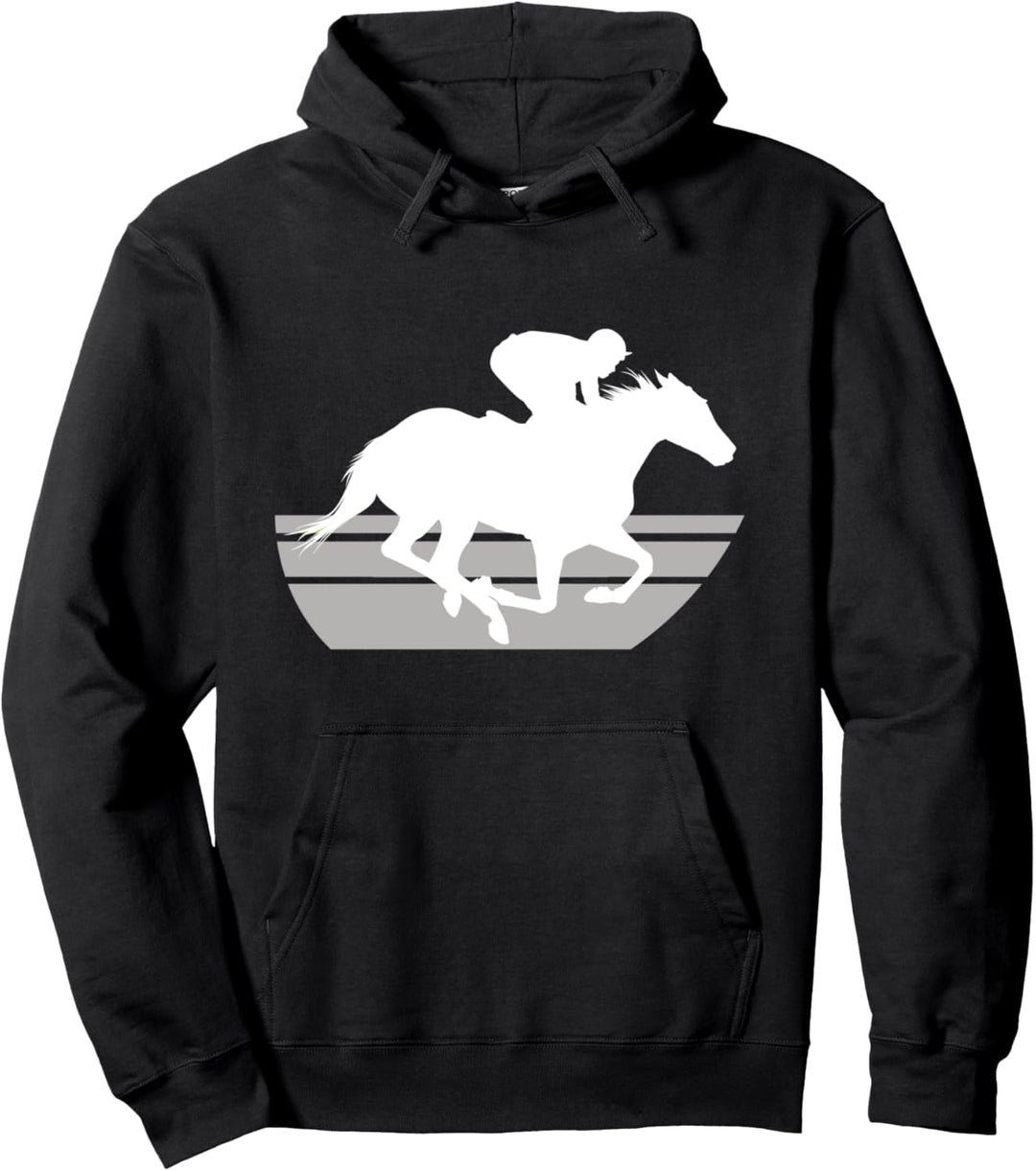 Weisse Rennpferdeschattenbild-Reitjockey-Geschenke Pullover Hoodie