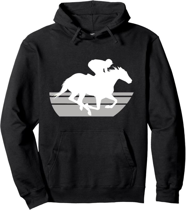 Weisse Rennpferdeschattenbild-Reitjockey-Geschenke Pullover Hoodie
