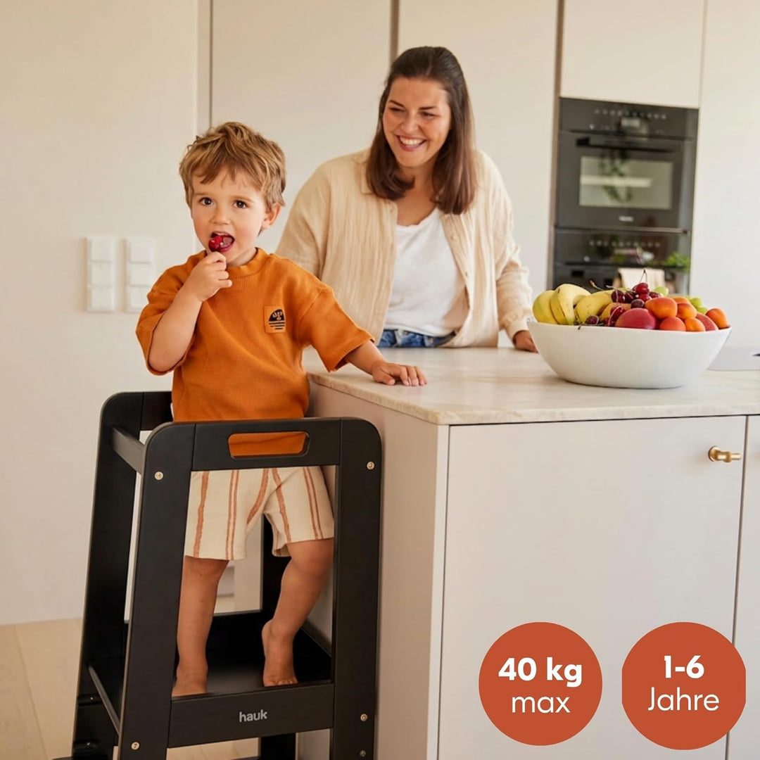 hauck Learn N Explore, Schwarz - Lernturm für KInder aus FSC® Zertifiziertes Buchenholz, Höhenverste