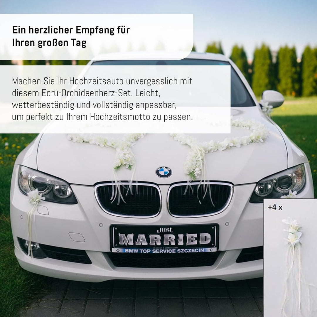 ORCHIDEEN Herzen Braut Paar Rose Deko Dekoration Hochzeit Car Auto Wedding ®Auto-schmuck Deko Girlan