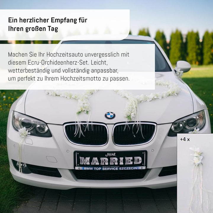 ORCHIDEEN Herzen Braut Paar Rose Deko Dekoration Hochzeit Car Auto Wedding ®Auto-schmuck Deko Girlan
