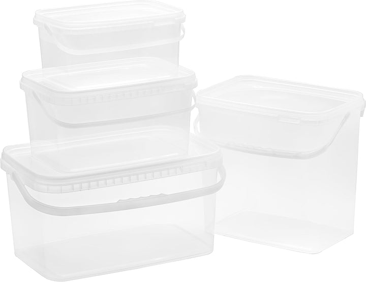 Nipter Eimer mit Deckel 5l, Eimer 5,8l rechteckig, Plastikeimer transparent, stapelbar, 15 Stück 5L