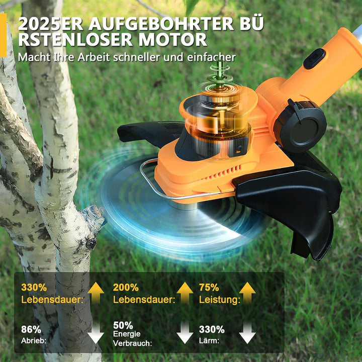 Akku Rasentrimmer für Makita Akkus 18 V (MAX 21 V),2-in-1-Rasenkantenschneider mit Unkrautbürste,bür