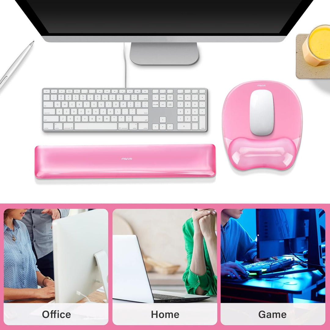 MOSISO Handgelenkauflage Gel für Mauspad Tastatur Set, Unregelmässig Ovales Ergonomisches Mauspad Ta