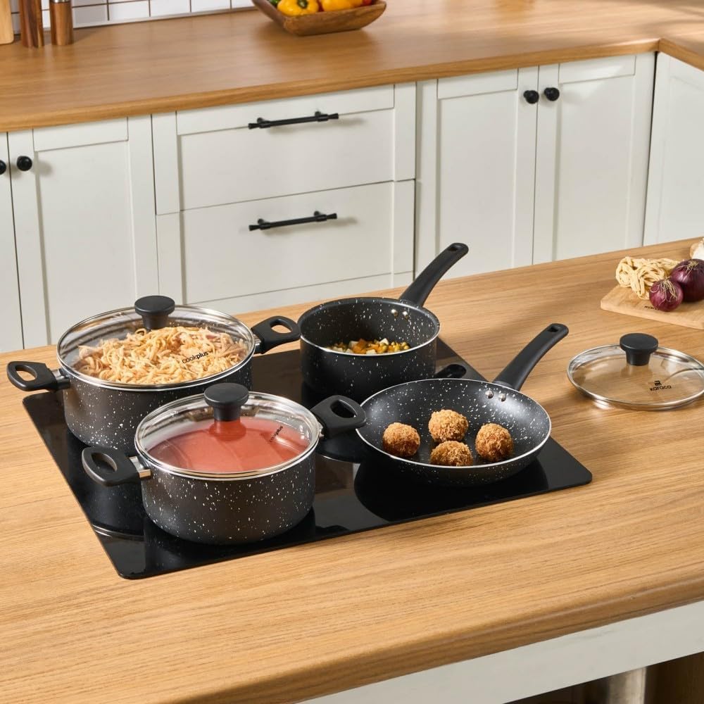 Cookplus Aura Roller 7-tlg Topfset Induktion, Kochgeschirr-Set mit Deckeln, Spülmaschinenfeste Töpfe