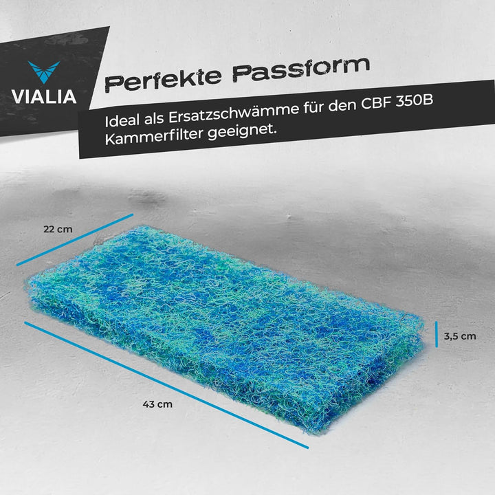VIALIA Japanmatten 2er Set in blau, Ersatzteil für CBF-350B Kammerfilter, Biomatte zur groben Filter
