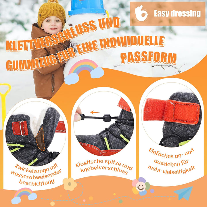 visionreast Winterstiefel Mädchen Winterschuhe Kinder Junge Wanderschuhe mit Wollfutter Schneestiefe