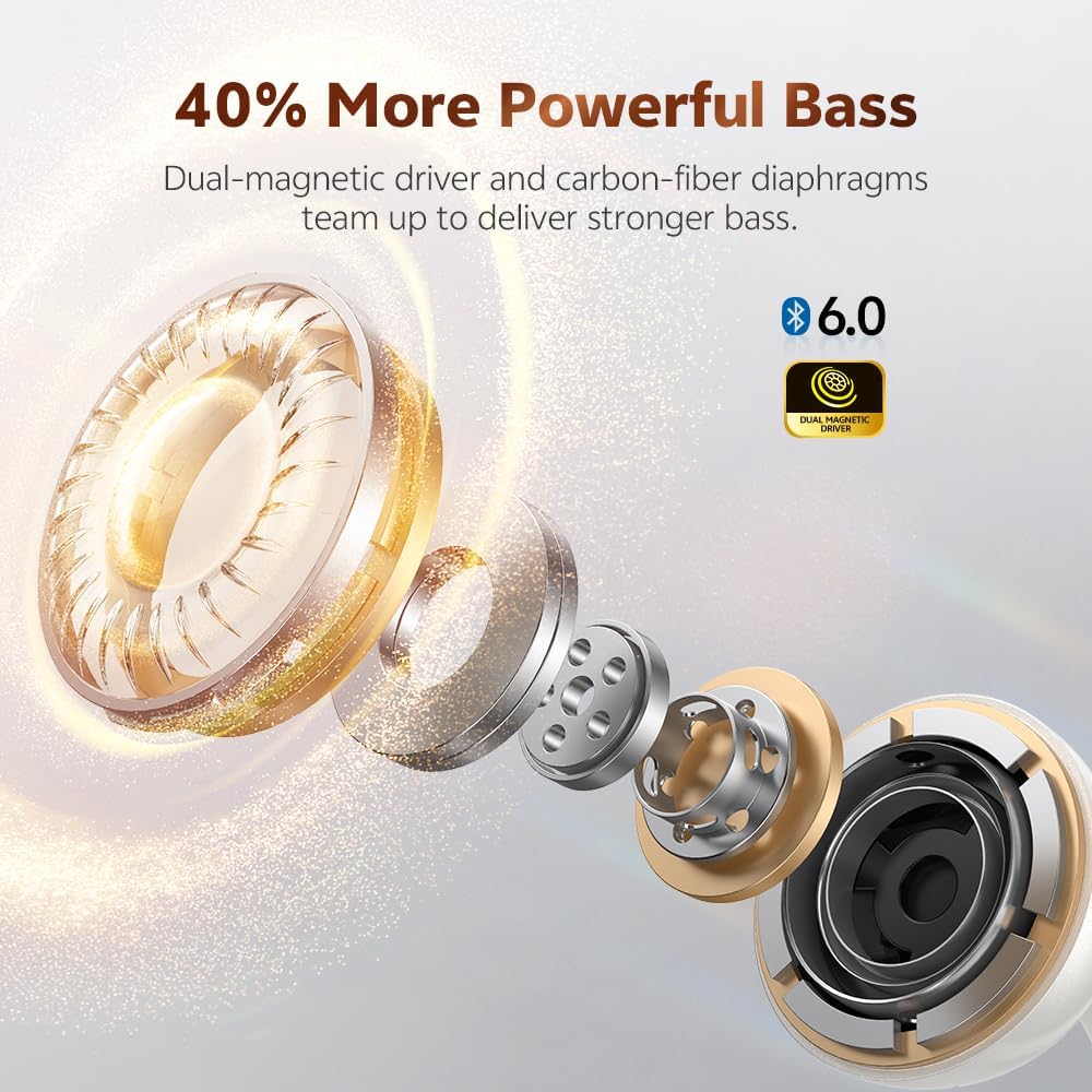 QCY Crossky C50 Open Ear Kopfhör,Clip on kopfhörer kabellos Bluetooth,Kraftvoller Bass,Geräuschunter