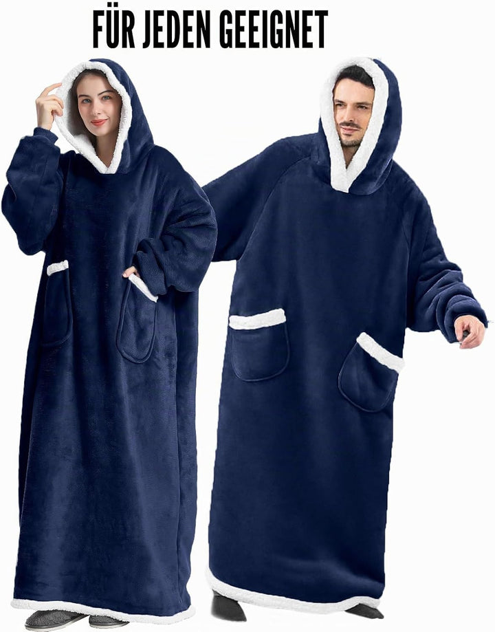 Emwwat Extra Lange Hoodie Decke, Übergrosse Sherpa Hoodie Decke für Damen und Herren, tragbare Decke