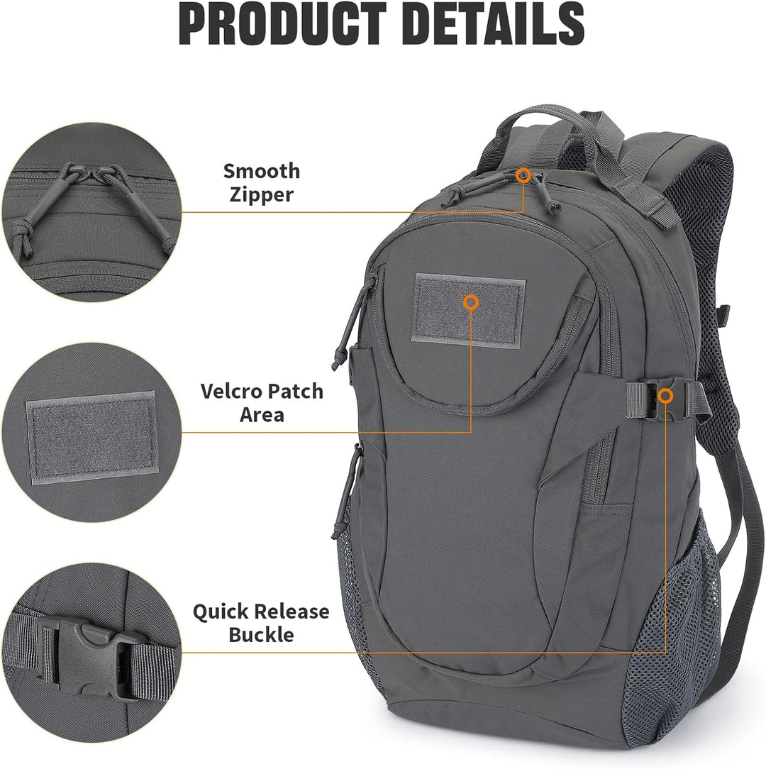 VINBAGGE Rucksack Taktischer Motorrad Wanderrucksack Outdoor Wasserdicht Trekkingrucksack 25L Campus