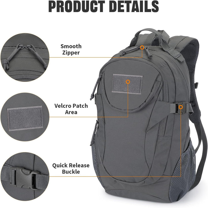 VINBAGGE Rucksack Taktischer Motorrad Wanderrucksack Outdoor Wasserdicht Trekkingrucksack 25L Campus