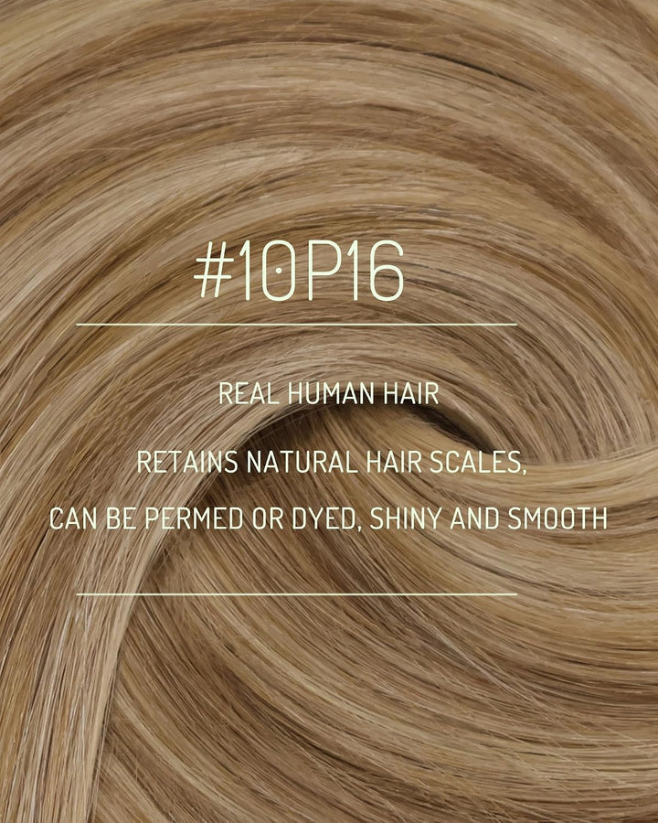 RUNATURE Clip in Extensions Echthaar Braun Highlight Blond Echthaar Extensions Clip in 30cm Kurz Ech