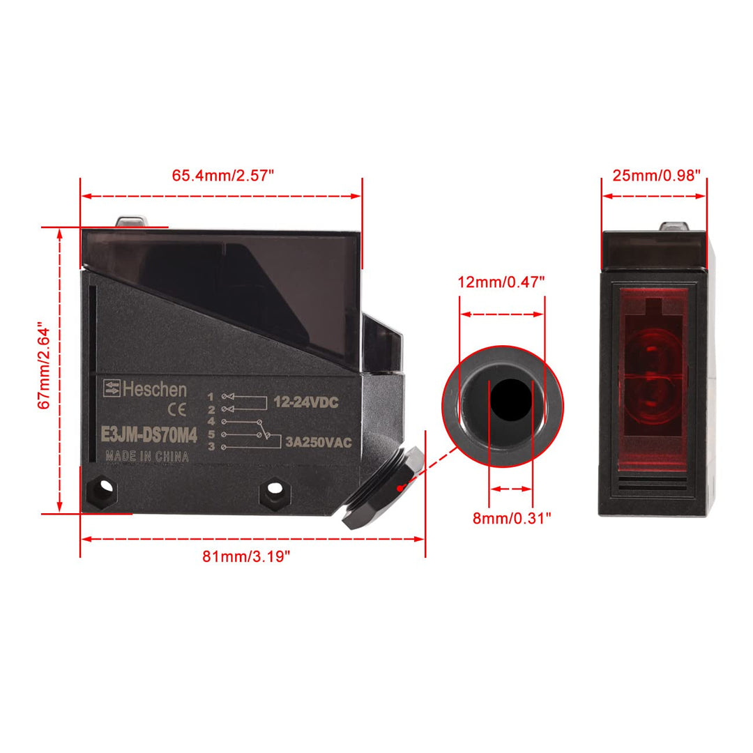 Heschen Fotoelektrischer Schalter, E3JM-DS70M4, 12-24VDC, Diffusor Art, Erkennung Entfernung 70cm