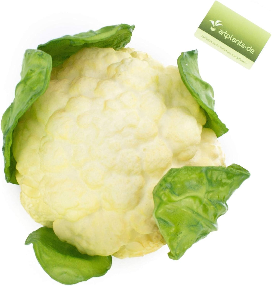 artplants.de Kunstgemüse Blumenkohl, weiss - grün, 10,5cm, Ø 18cm - Künstliches Obst - Deko Gemüse