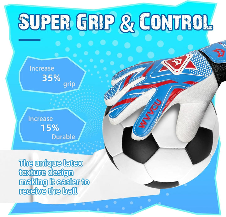 WVVOU Torwarthandschuhe Kinder und Jugendliche, Fussball Torwarthandschuhe, Fussballhandschuhe, Dopp