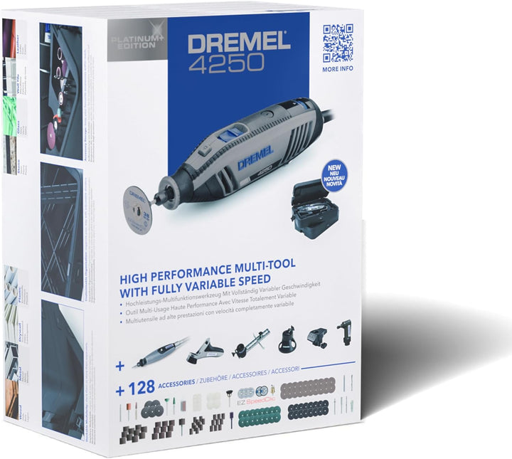 Dremel 4250 Multitool 175W, variable Drehzahl 5.000-35.000 U-min, Multitool-Kit mit 6 Aufsätzen, 1 D