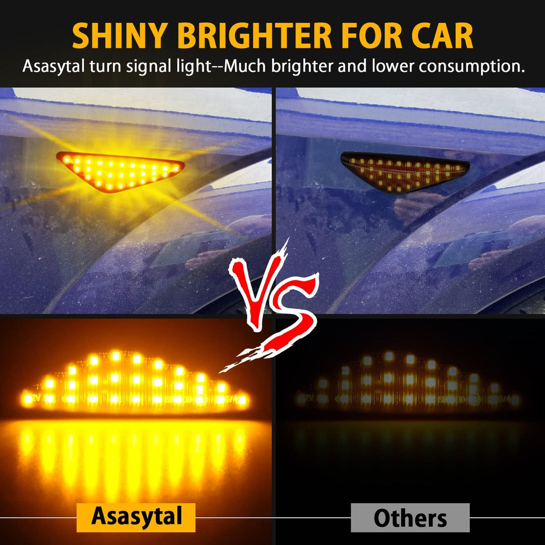 Asasytal Blinker Seitenblinkleuchten Set, Kotflügel-Blinker Gelb Super Heller Schwarze Rauchlinse, E