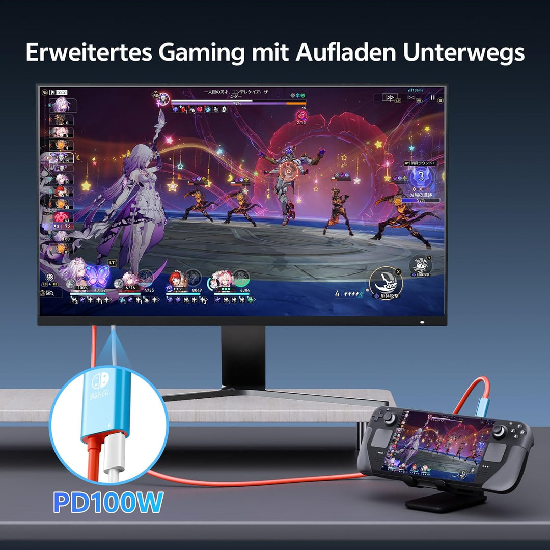USB C auf HDMI Kabel Adapter 2m, 4K@60Hz 100W PD Laden, Tragbare Dockingstation Ersatz für Switch 2/
