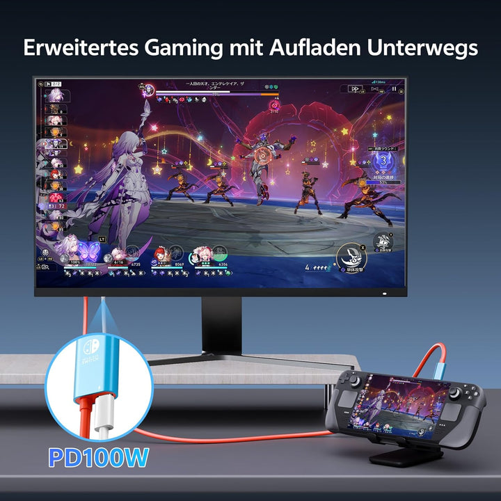 USB C auf HDMI Kabel Adapter 2m, 4K@60Hz 100W PD Laden, Tragbare Dockingstation Ersatz für Switch 2/