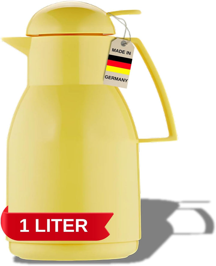 Helios Top Push Kunststoff-Isolierkanne, gelb, 1 Liter