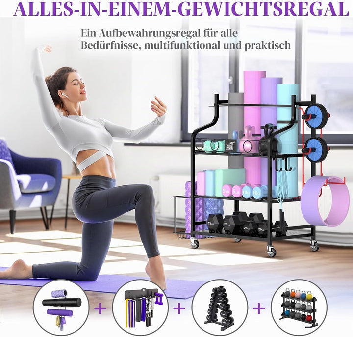 Mythinglogic Yoga Matte Regal, Yogamatte Organizer für Hanteln, Faszienrolle, Kettlebell und Yoga Bl