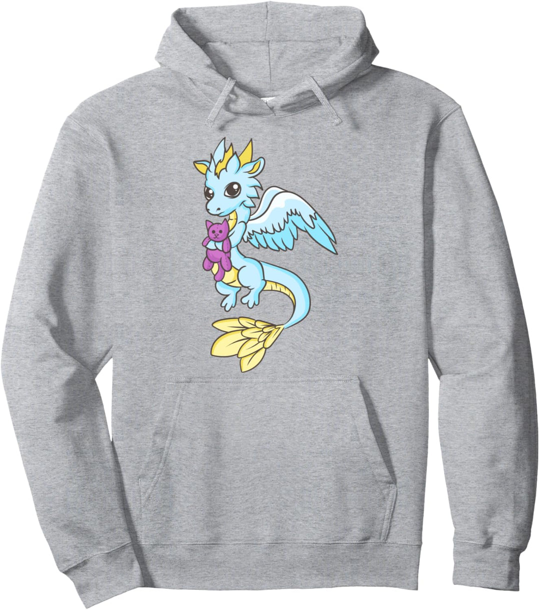 Sweet Blue Baby Dragon - Cute Kawaii Anime Japanese Pullover Hoodie