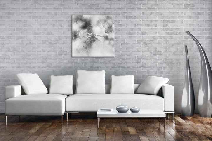 abstrakte Blumen Kunst Format: 60x60 Effekt: Schwarz&Weiss als Leinwandbild, Motiv fertig gerahmt au