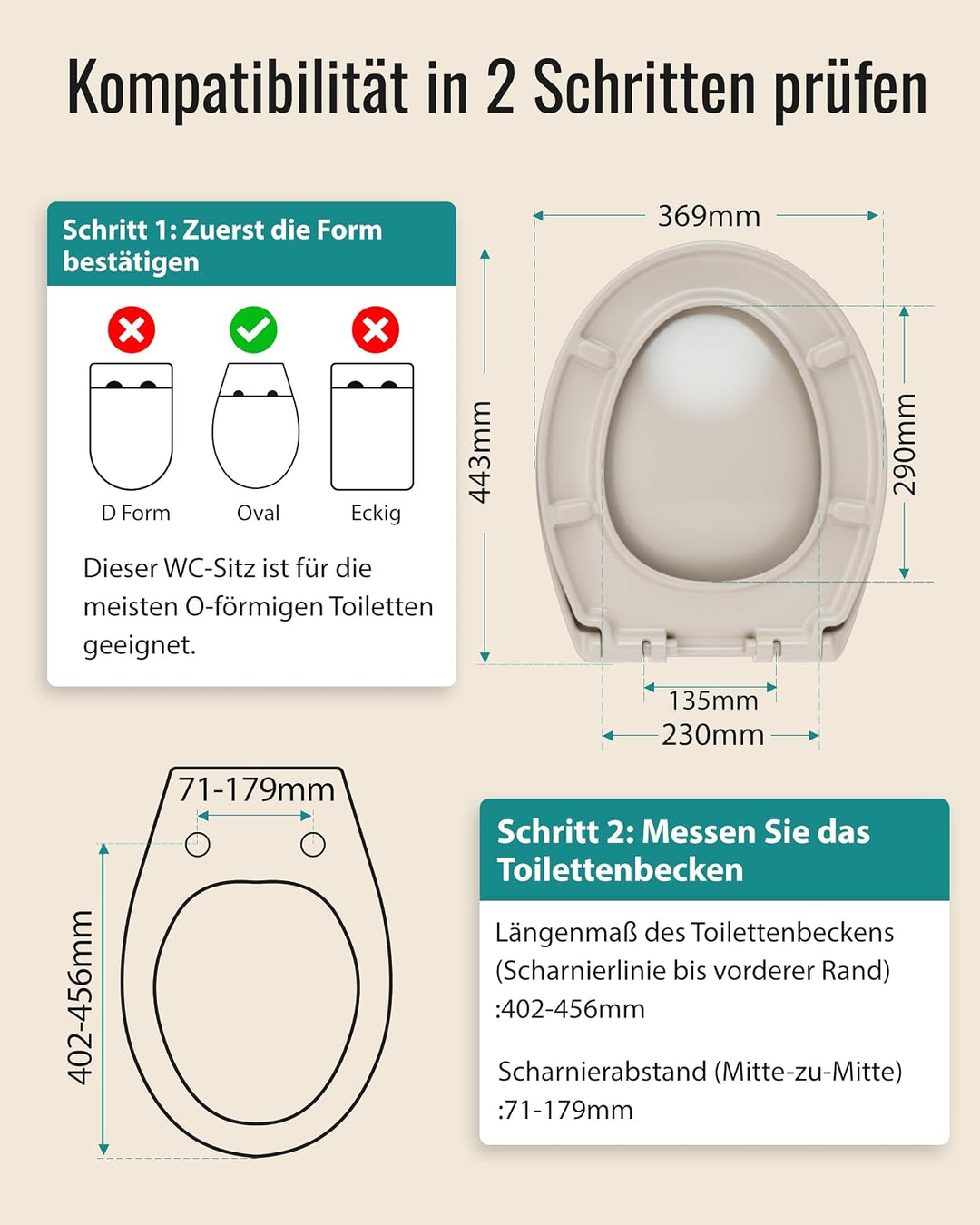HySail Hochwertiger Toilettendeckel mit Absenkautomatik, Schnellverschluss und Hygienischer Oberfläc