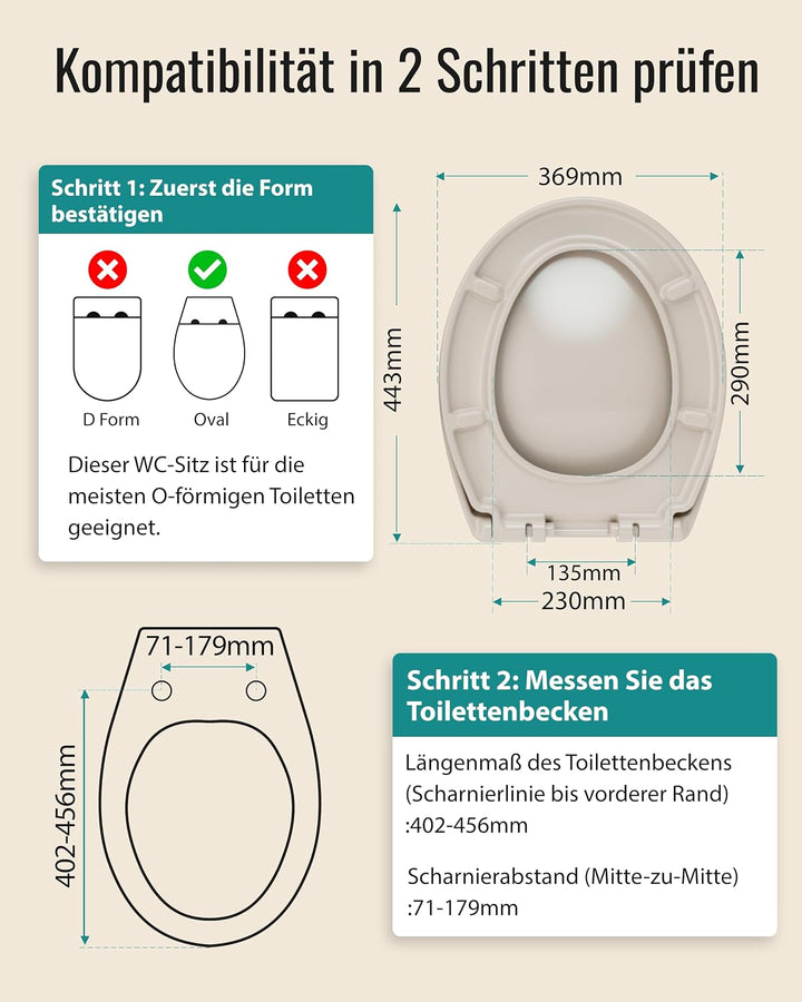 HySail Hochwertiger Toilettendeckel mit Absenkautomatik, Schnellverschluss und Hygienischer Oberfläc
