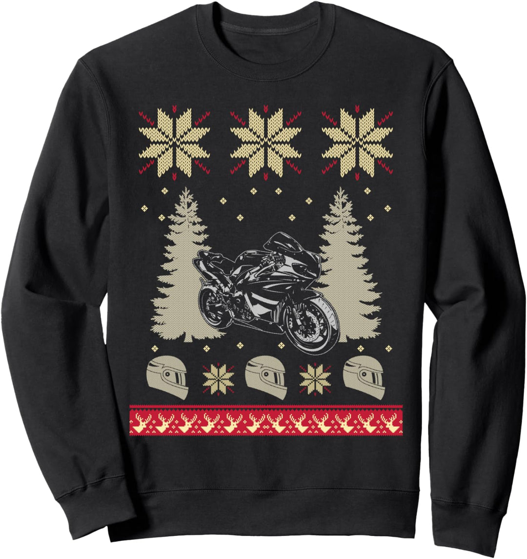 Ugly Christmas Weihnachtsfeier Motorrad Superbike Motiv Sweatshirt