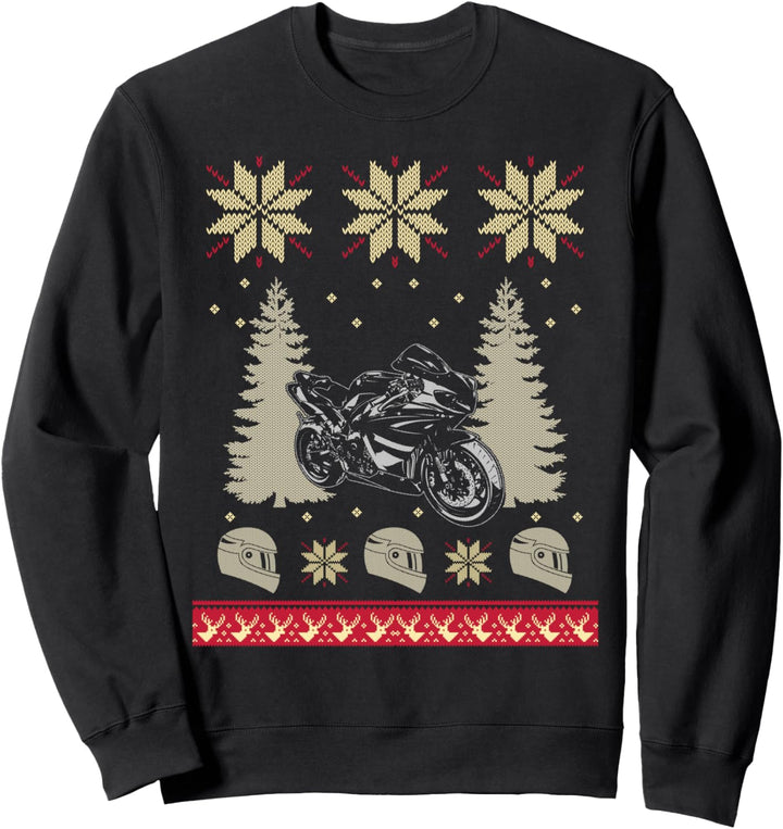 Ugly Christmas Weihnachtsfeier Motorrad Superbike Motiv Sweatshirt