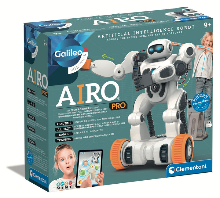 Clementoni Galileo Robotics AIRO 2.0 - KI Lernroboter mit Gesten- & Spracherkennung, 6 Motoren & Blu